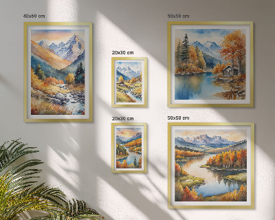 Set 5 slik v okvirju Jesenske gore reke hiše