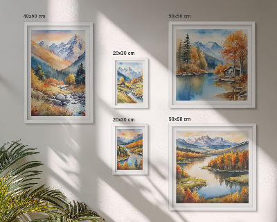 Set 5 slik v okvirju Jesenske gore reke hiše