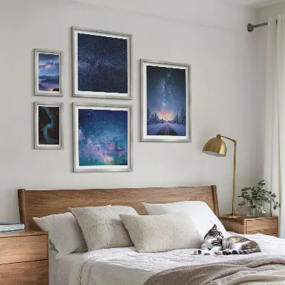 Kozmične nočne pokrajine komplet ujemajočih se slik