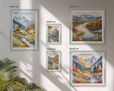 Poliptih Pokrajine gora, rek in gozdov v okvirju