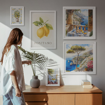 Komplet ujemajočih se slik Citrusni poudarki mediteranskega sloga