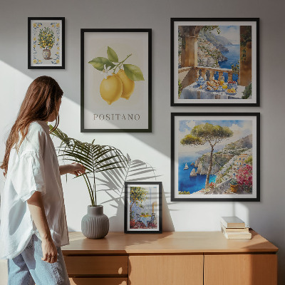 Komplet ujemajočih se slik Citrusni poudarki mediteranskega sloga