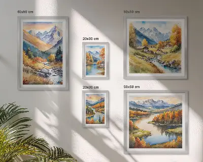 Jesenske gorske pokrajine poliptih v okvirju