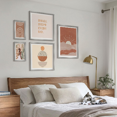 Komplet ujemajočih se slik Pozitivni slogani o naravi v boho slogu