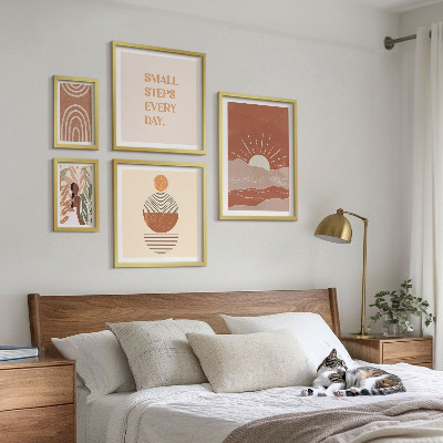 Komplet ujemajočih se slik Pozitivni slogani o naravi v boho slogu