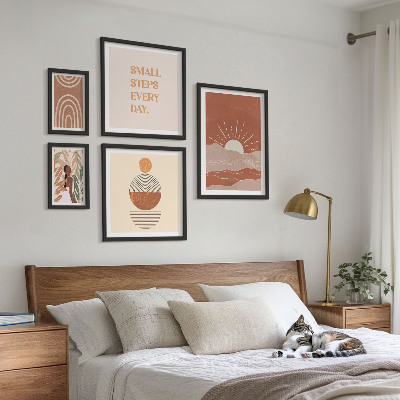 Komplet ujemajočih se slik Pozitivni slogani o naravi v boho slogu