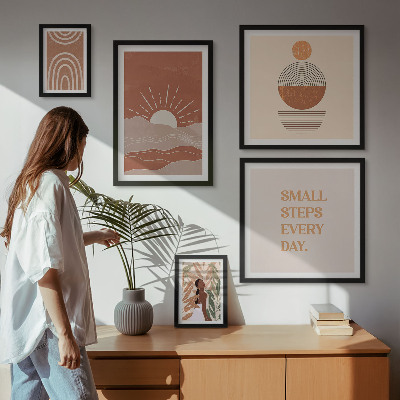Komplet ujemajočih se slik Pozitivni slogani o naravi v boho slogu