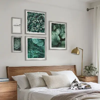 Zeleni listi sodobnih rastlin poliptih v okvirju