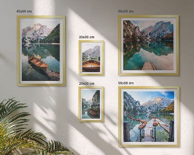 Set 5 slik v okvirju Leseni čolni ob mirnih jezerih