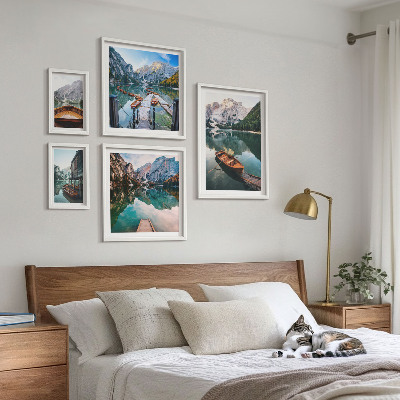Set 5 slik v okvirju Leseni čolni ob mirnih jezerih