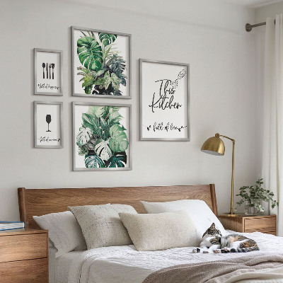Set 5 slik v okvirju Pozitivni slogani kuhinjskih rastlin