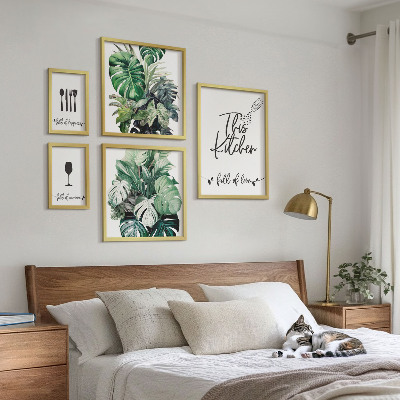 Set 5 slik v okvirju Pozitivni slogani kuhinjskih rastlin