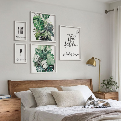 Set 5 slik v okvirju Pozitivni slogani kuhinjskih rastlin