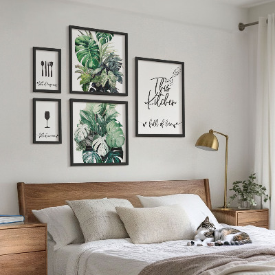 Set 5 slik v okvirju Pozitivni slogani kuhinjskih rastlin
