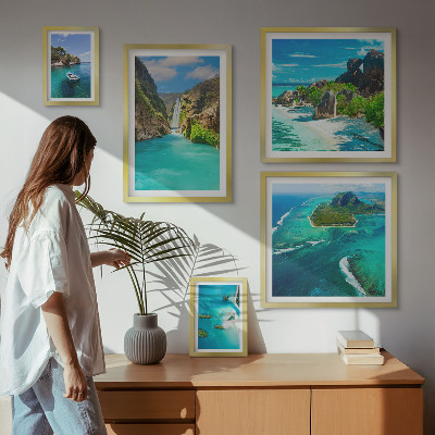 Set 5 slik v okvirju Tropski slapovi in ​​plaže