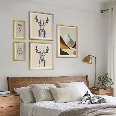 Elegantni živalski portreti komplet 5 slik v okvirju