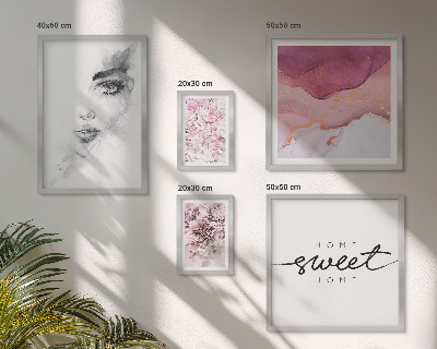 Set 5 slik v okvirju Ženski portreti, rože, pastel