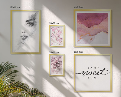 Set 5 slik v okvirju Ženski portreti, rože, pastel