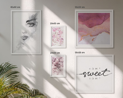 Set 5 slik v okvirju Ženski portreti, rože, pastel
