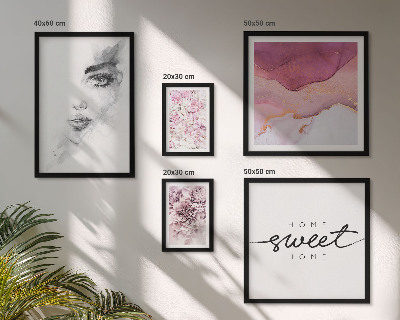 Set 5 slik v okvirju Ženski portreti, rože, pastel