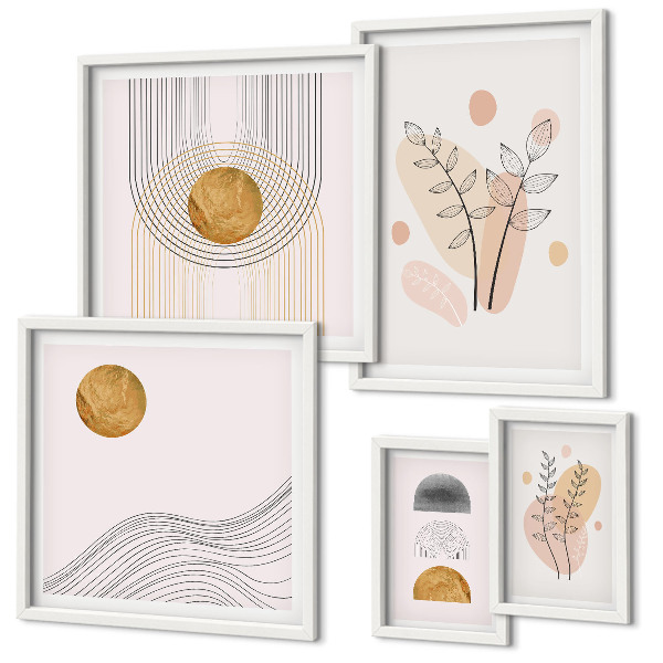 Set 5 slik v okvirju Elegantne minimalistične rastline