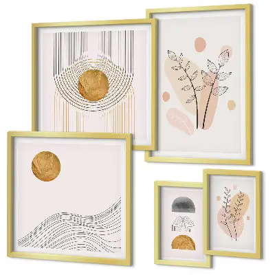 Komplet 5 slik v okvirju elegantni minimalistični motivi rastlin
