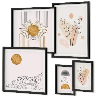 Komplet 5 slik v okvirju elegantni minimalistični motivi rastlin
