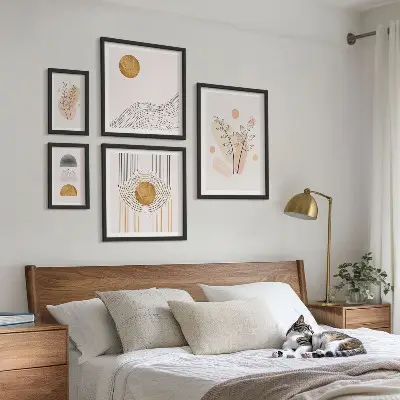Komplet 5 slik v okvirju elegantni minimalistični motivi rastlin