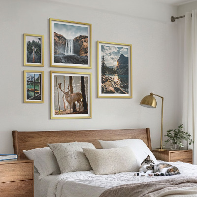 Komplet ujemajočih se slik Pokrajine narava slapovi favna