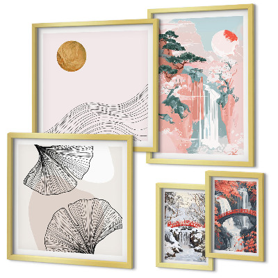 Set 5 slik v okvirju Slapovi Japonske
