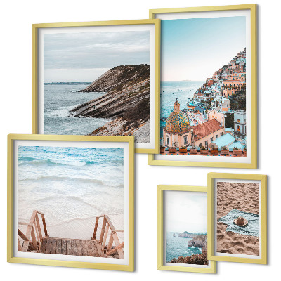Komplet ujemajočih se slik Italijanska mesta, plaže, sprostitev
