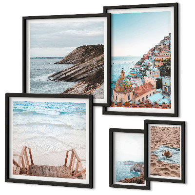Komplet ujemajočih se slik Italijanska mesta, plaže, sprostitev