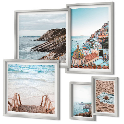 Komplet ujemajočih se slik Italijanska mesta, plaže, sprostitev
