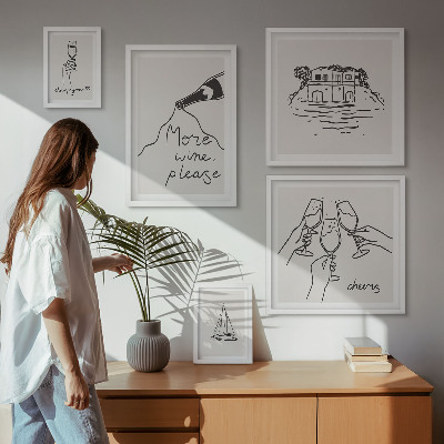 Set 5 slik v okvirju Elegantne ilustracije nazdravljanja z vinom