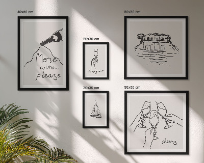 Set 5 slik v okvirju Elegantne ilustracije nazdravljanja z vinom