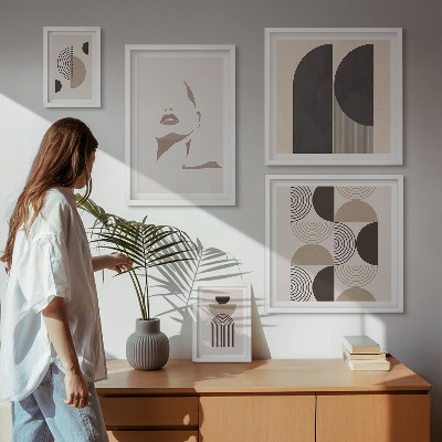 Komplet ujemajočih se slik Elegantni geometrijski portreti
