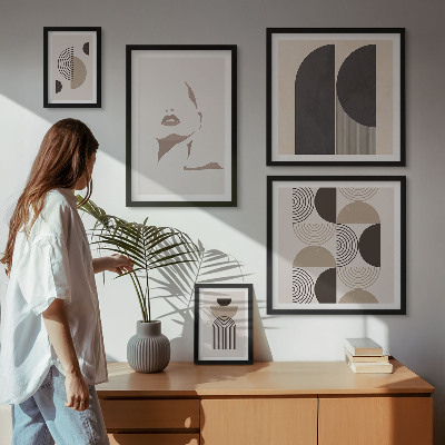 Komplet ujemajočih se slik Elegantni geometrijski portreti