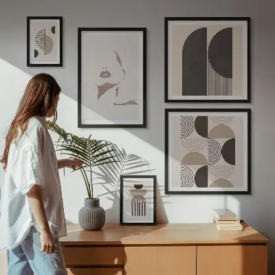 Elegantni geometrijski portreti komplet ujemajočih se slik