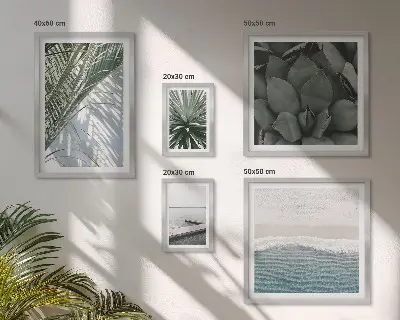 Poliptih v okvirju tropske rastline z motivom morja