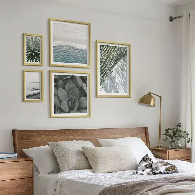 Poliptih v okvirju tropske rastline z motivom morja