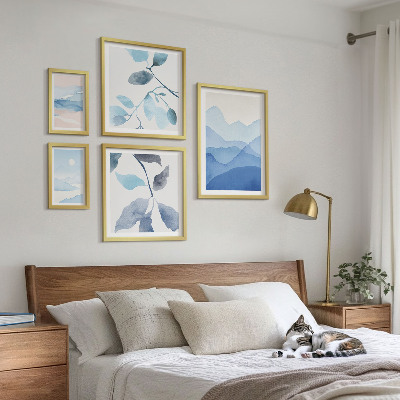 Komplet ujemajočih se slik Minimalistično modra narava