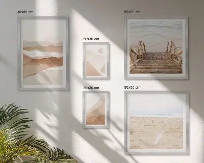 Poliptih v okvirju minimalistični motivi plaž in gora