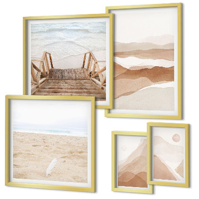 Poliptih v okvirju Minimalistične plaže in gore