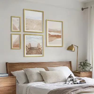 Poliptih v okvirju minimalistični motivi plaž in gora