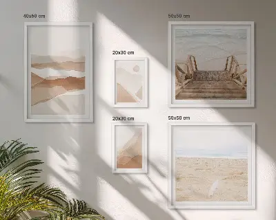 Poliptih v okvirju minimalistični motivi plaž in gora