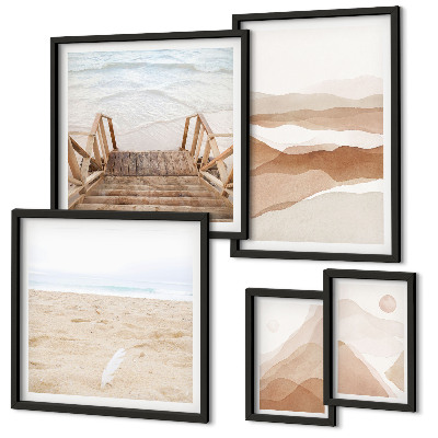 Poliptih v okvirju Minimalistične plaže in gore