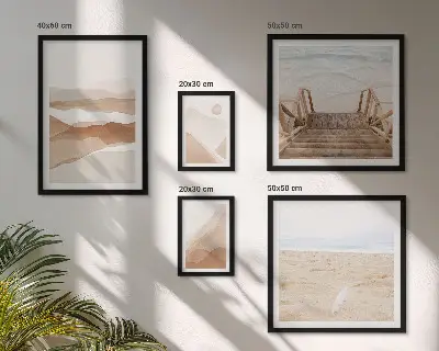 Poliptih v okvirju minimalistični motivi plaž in gora