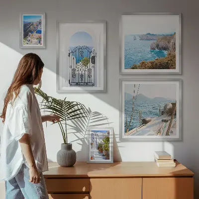 Pokrajine grške morske arhitekture poliptih v okvirju