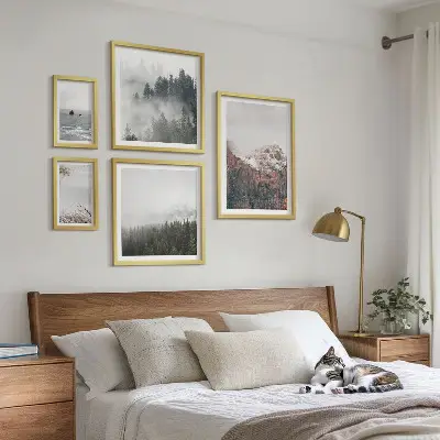 Komplet 5 slik v okvirju motiv pokrajine, gore, gozdovi in oblaki