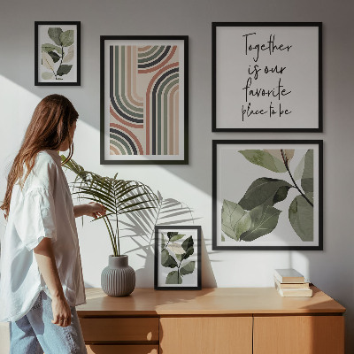 Komplet ujemajočih se slik Elegantna geometrija cvetličnih poudarkov